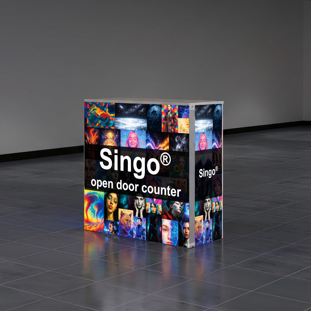 SINGO® 3 Sides Backlit Counter with Locking Storage 3.3ft/1m