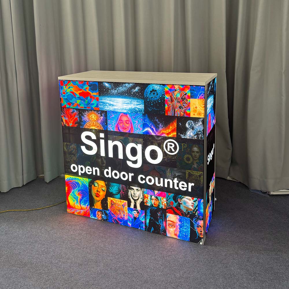 SINGO® 3 Sides Backlit Counter with Locking Storage 3.3ft/1m