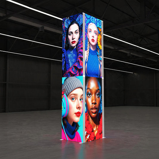 Freestanding LED Exhibition Lightbox Tower 3.3x3.3x14.8ft (1x1x4.5m)