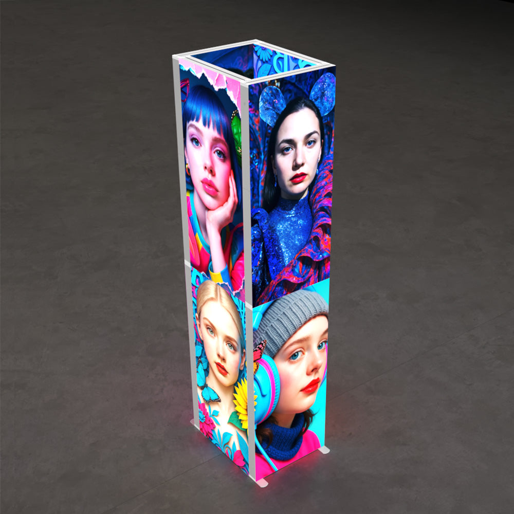 Freestanding LED Exhibition Lightbox Tower 3.3x3.3x14.8ft (1x1x4.5m)
