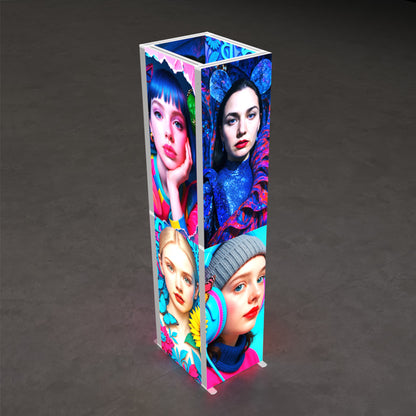 Freestanding LED Exhibition Lightbox Tower 3.3x3.3x14.8ft (1x1x4.5m)