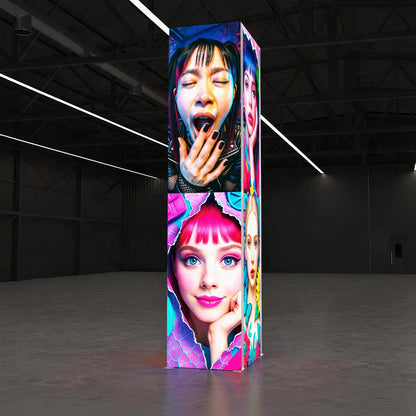Freestanding LED Exhibition Lightbox Tower 3.3x3.3x14.8ft (1x1x4.5m)