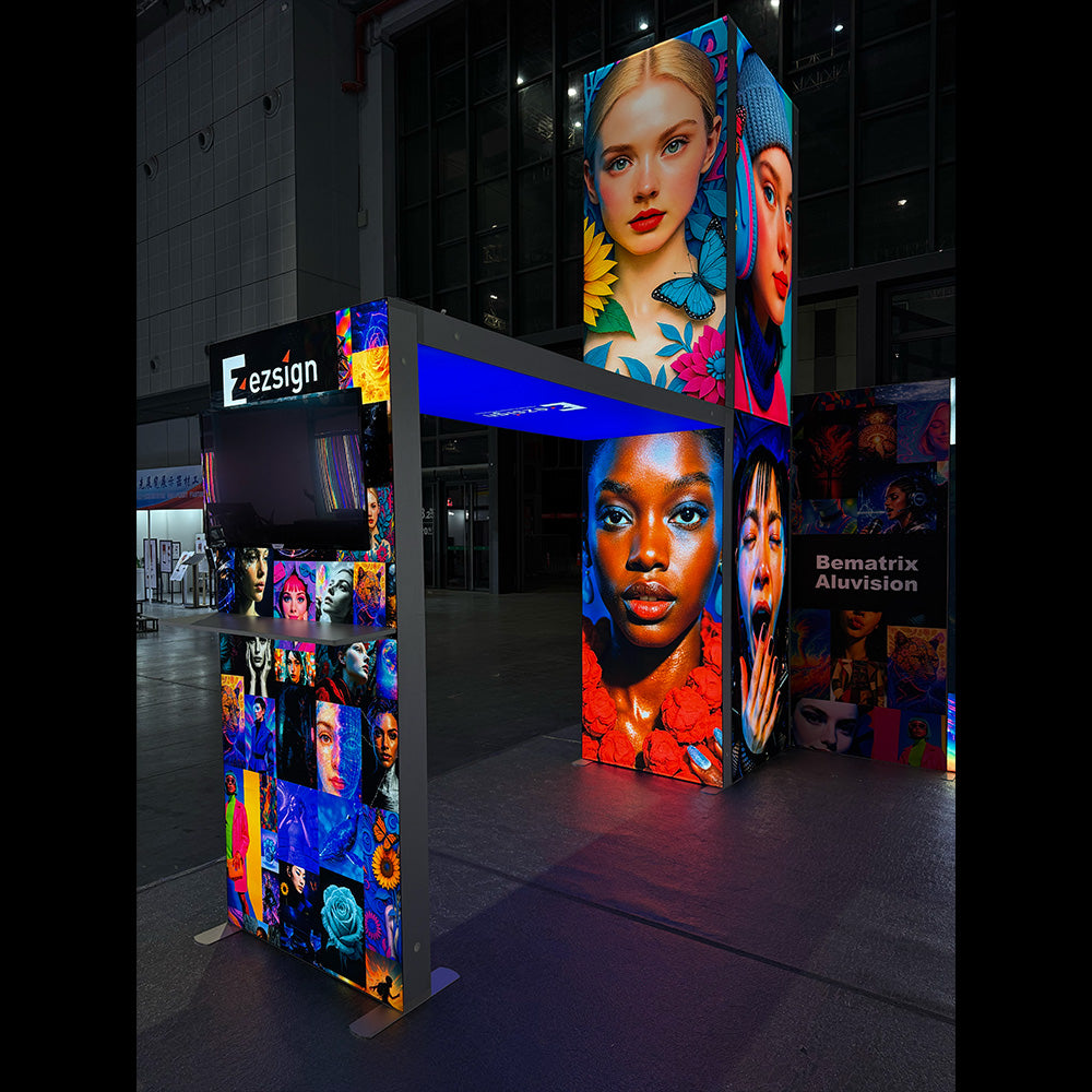 Freestanding LED Exhibition Lightbox Tower 3.3x3.3x14.8ft (1x1x4.5m)