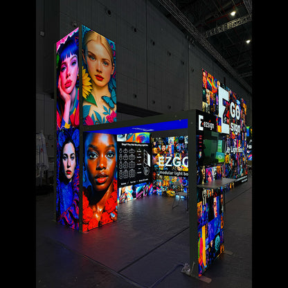 Freestanding LED Exhibition Lightbox Tower 3.3x3.3x14.8ft (1x1x4.5m)