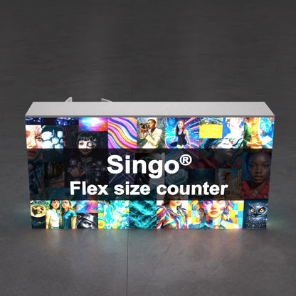 SINGO® Flex Size Backlit Counter with Locking Storage 6.5ft/2m