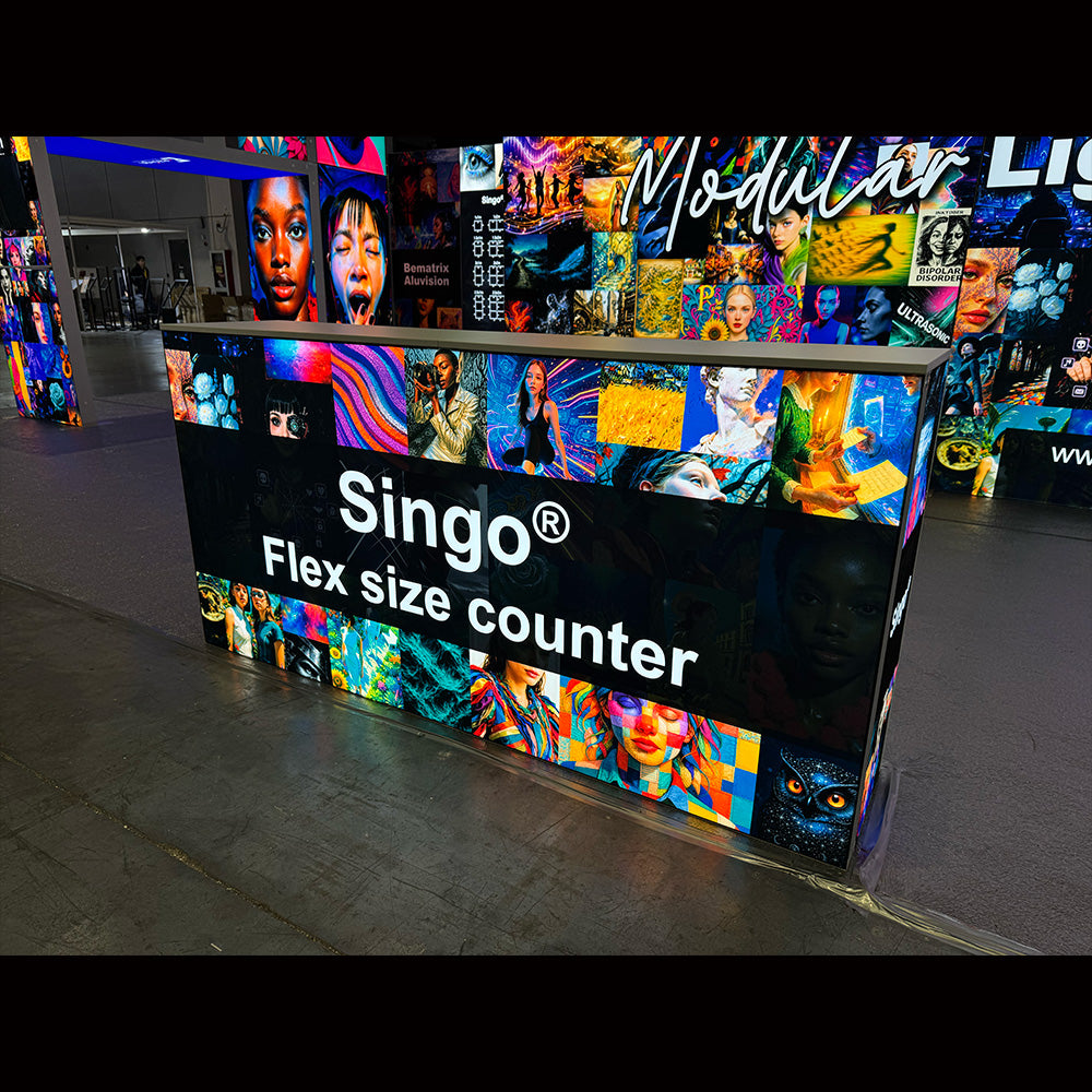 SINGO® Flex Size Backlit Counter with Locking Storage 6.5ft/2m