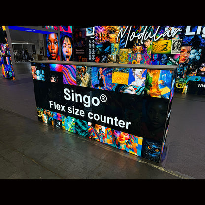 SINGO® Flex Size Backlit Counter with Locking Storage 6.5ft/2m