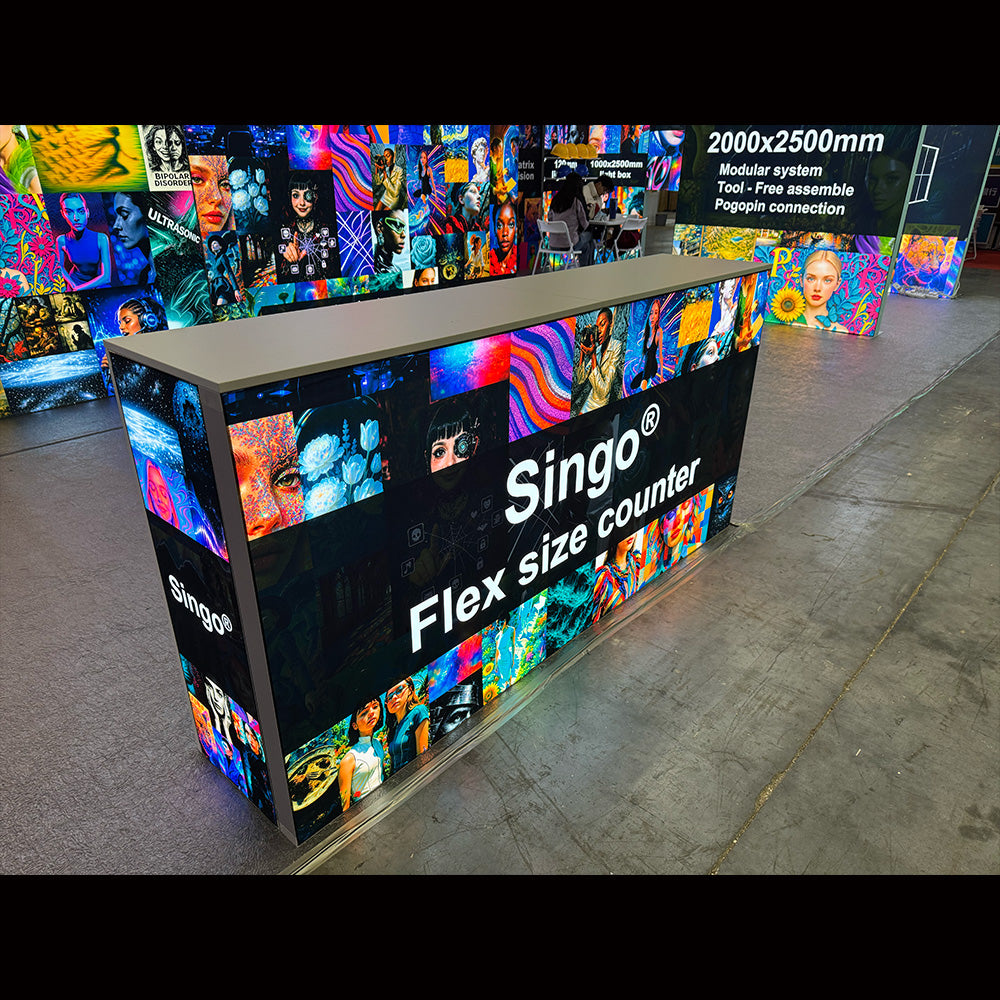 SINGO® Flex Size Backlit Counter with Locking Storage 6.5ft/2m