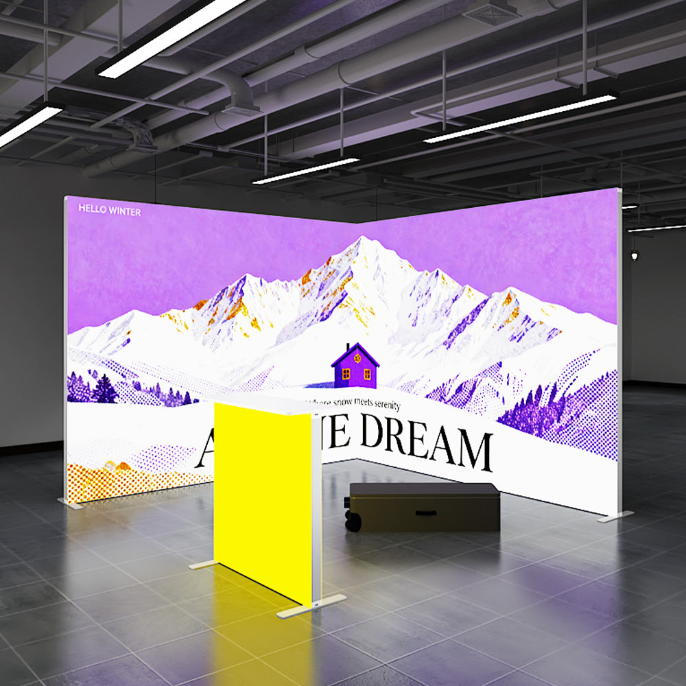 SINGO®  LED Curtain Backlit Exhibition Lightbox L-Shape Kit1-10x10ft/3x3m